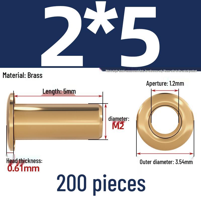 Pure Brass Hollow Rivets & Copper Eyelets Fasteners M1.3–M5