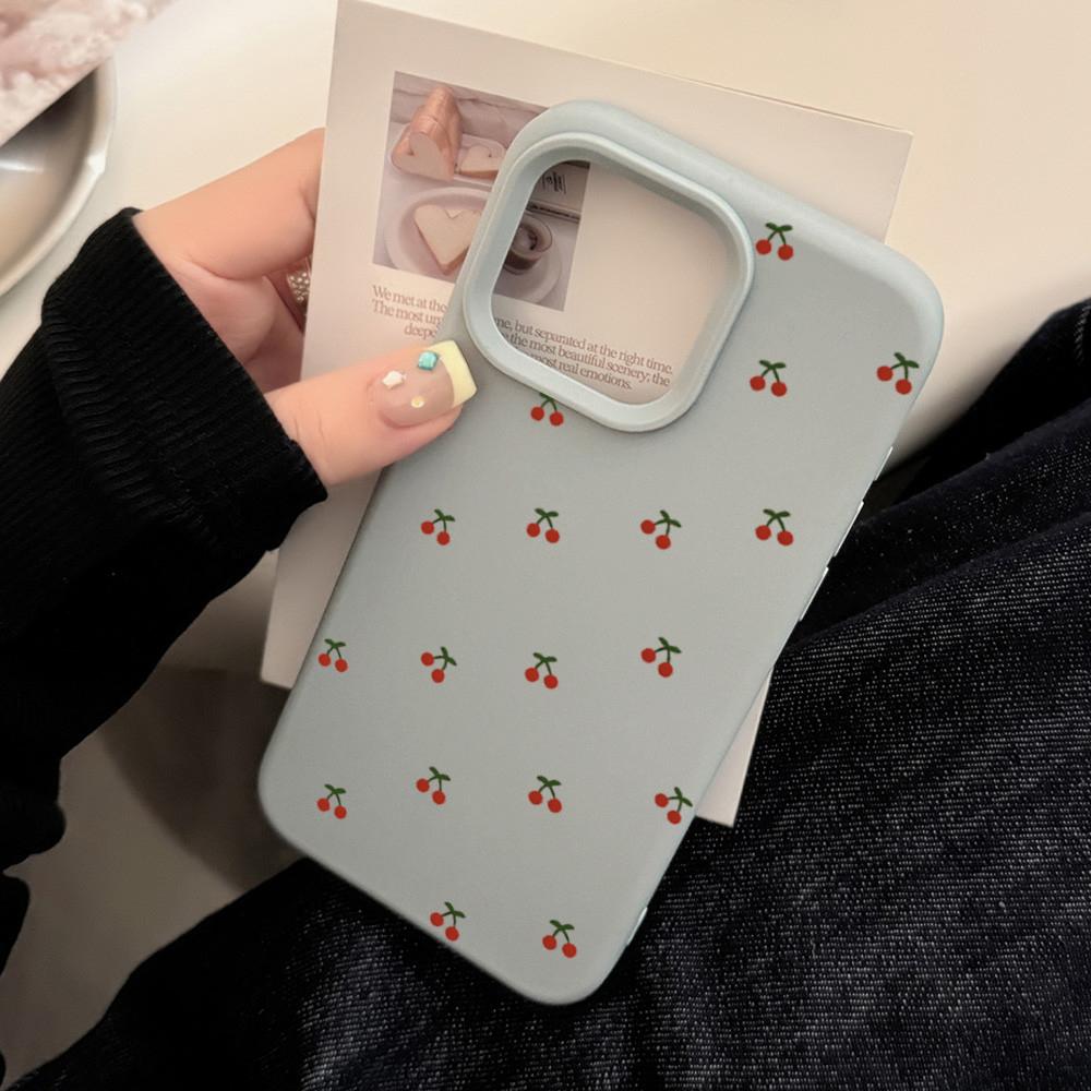 Cute Sweet Full Screen Cherry Phone Case For iPhone 16 15 14 13 12 11 Pro Max 15 16 Plus Shockproof Bumper Soft Silicone Cover