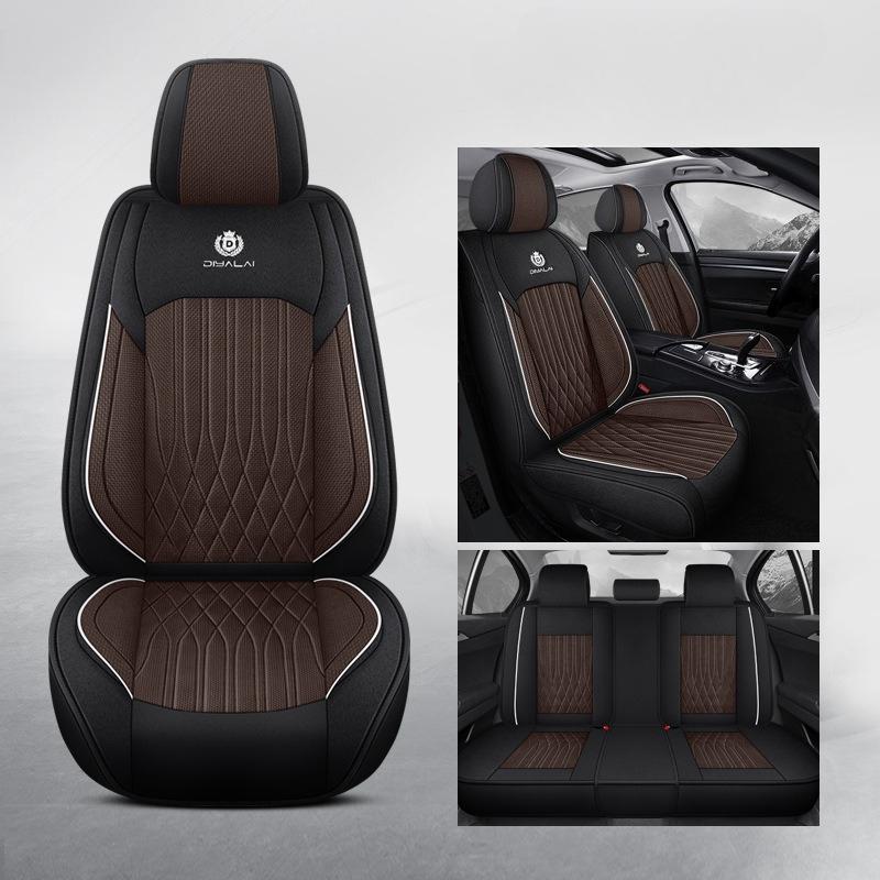 Five-Seat Car Interior Set/All Seasons/Easy Design/Durable/Breathable/Fully Covered in Linen/Universal Seat Cover/Six Colors/Easy Maintain/Install
