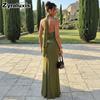 French Ruffled Suspender Dress - Sleeveless Bodycon Fishtail Long Gown with Ruffles, Slimming Evening Party Wedding Formal Dresses