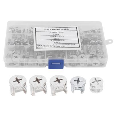 75 Stück Exzenter-Möbelverbinder-Set mit Nockenmutter 3-in-1 Verbinder Befestigungselement Werkzeug