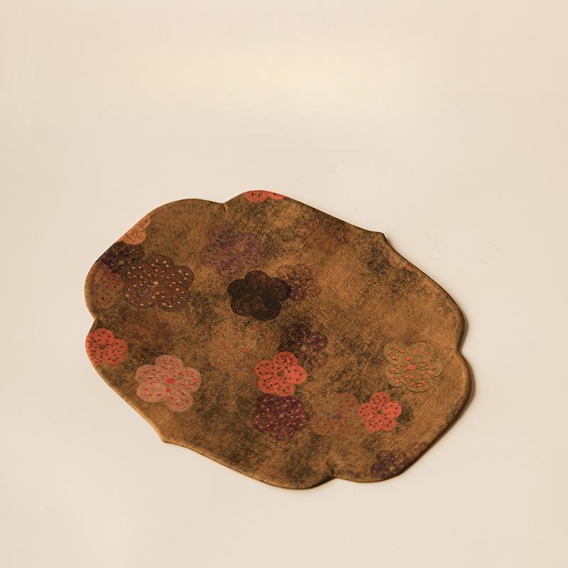 Chinese Style Begonia Edge Tea Table Mats Handmade Drink Coaster Household Dinner Table Cloth Mat Tea Ceremony Supplies Gift