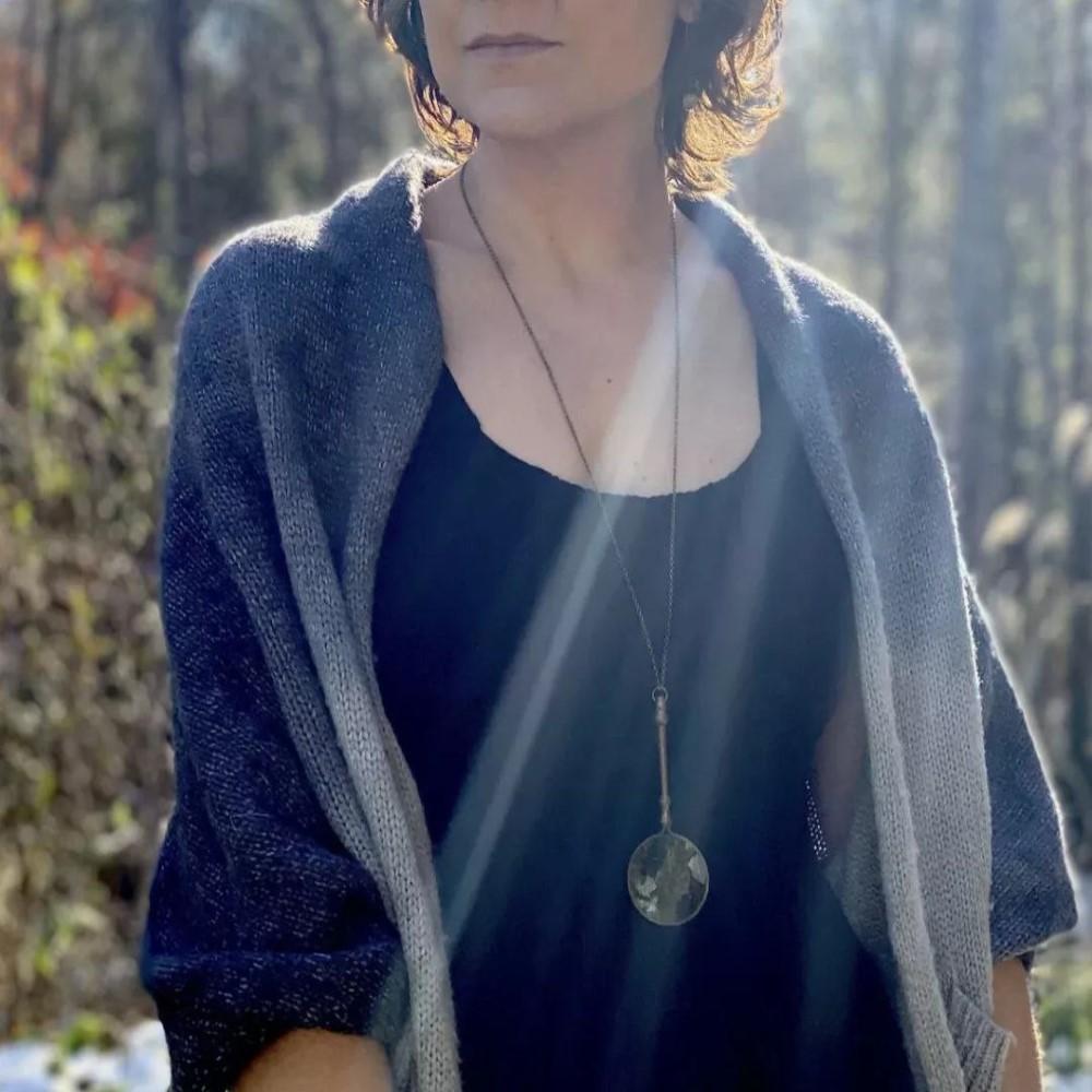 Magnifying Glass Necklace In Vintage Style Brass
