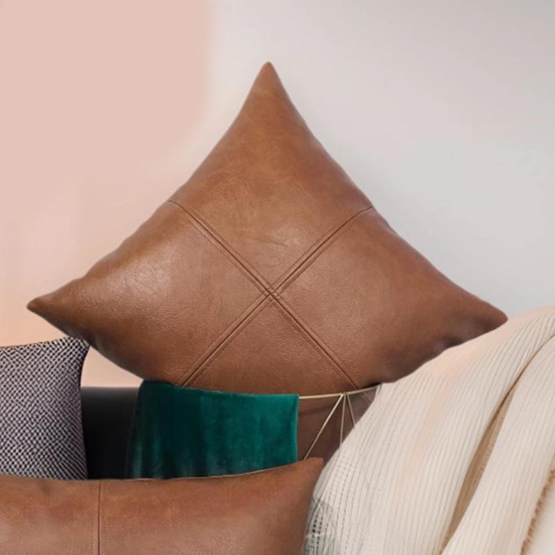 Moisture Proof Decorative Pillow Cover 450x450mm Durability Faux Leather Pillowcase Easy Removal Protectors for Holiday