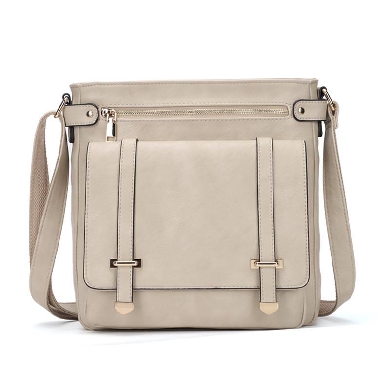 Ladies shoulder bag large capacity business commuting crossbody bag European and American retro mailman bag PU small square bag абрикосовый 3970₽