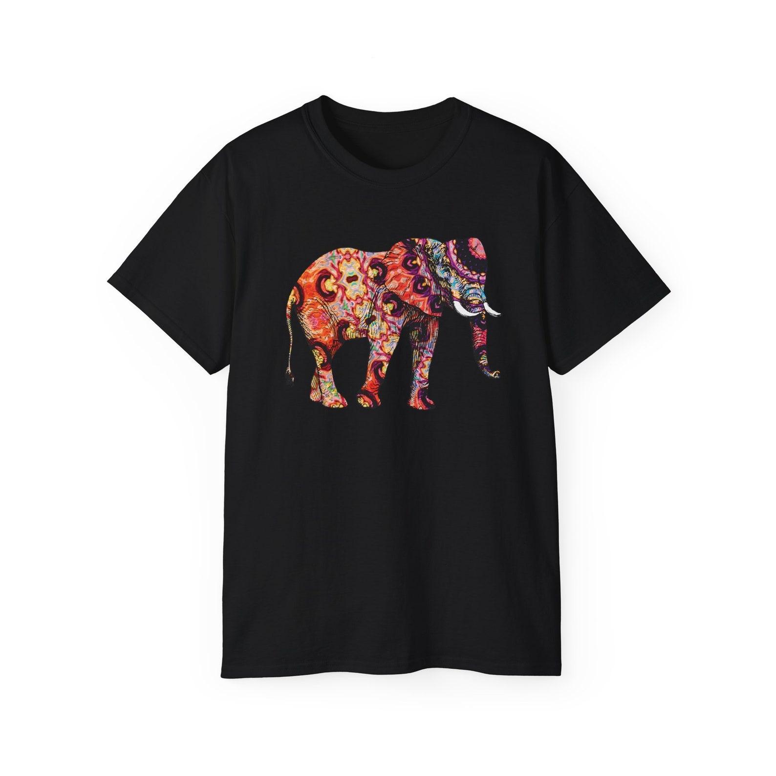 Elephant Mandala Trippy Hippy Animal Lovers Art Unisex Cotton T shirt S