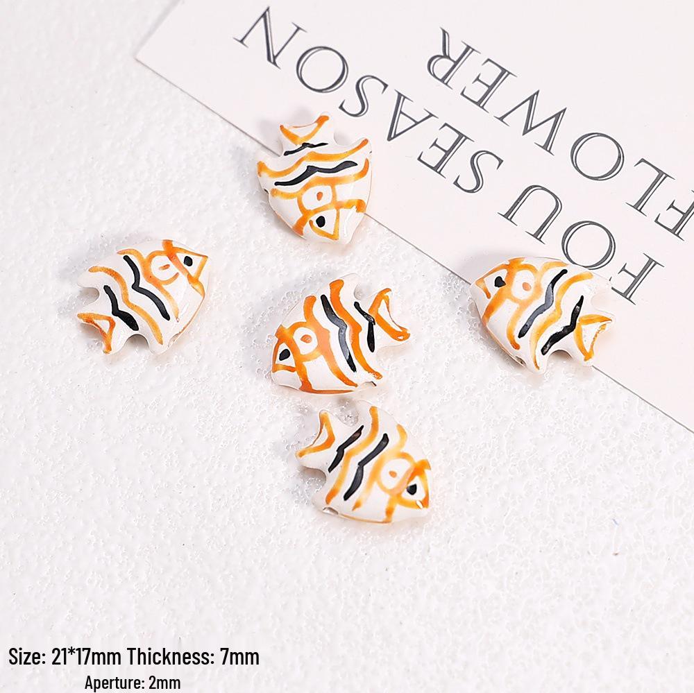 Hand-Painted Ocean Ceramic Beads: Tropical Fish, Starfish, and Seashell Shapes for DIY Jewelry