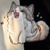 Cute kitten plush embroidered hooded sweater men's and women's season loose sweet college style niche coat