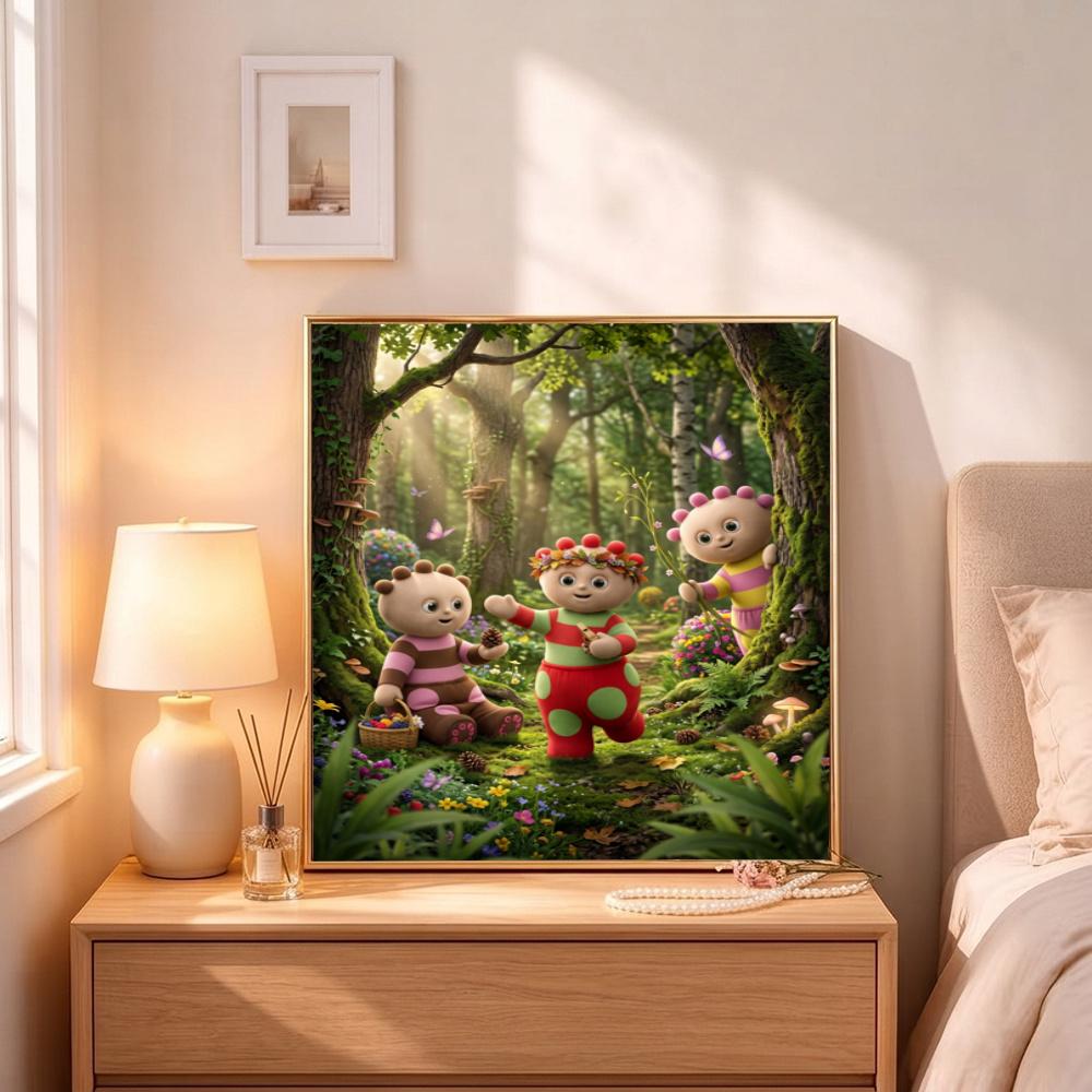 In the Night Garden Colorful Characters Forest 5D Diy Diamond Painting Round Diamond Mosaic Suitable For Beginners Diamond Painting Rhinestones Gift F