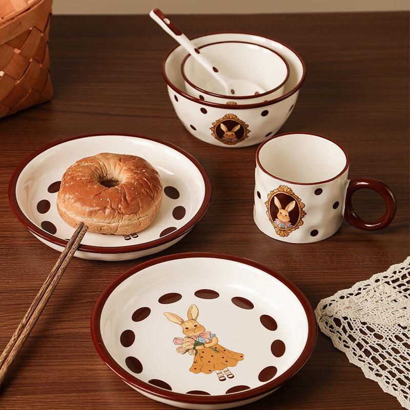 Linpan Retro Rhea Rabbit Ceramic Dinnerware Set