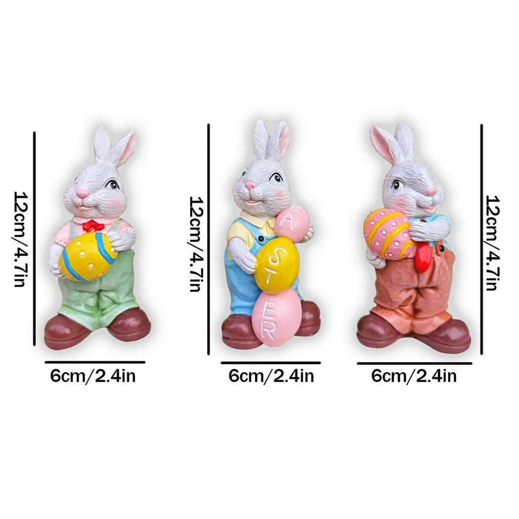 Easter Handcrafted Resin Figurines Colorful Spring Rabbit Decor for Home and Holiday Celebrations