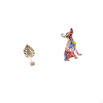 Nordic Abstract Shaped Metal Sculpture And Colorful Realistic Dog Puppy Figurine Multicolor Animal