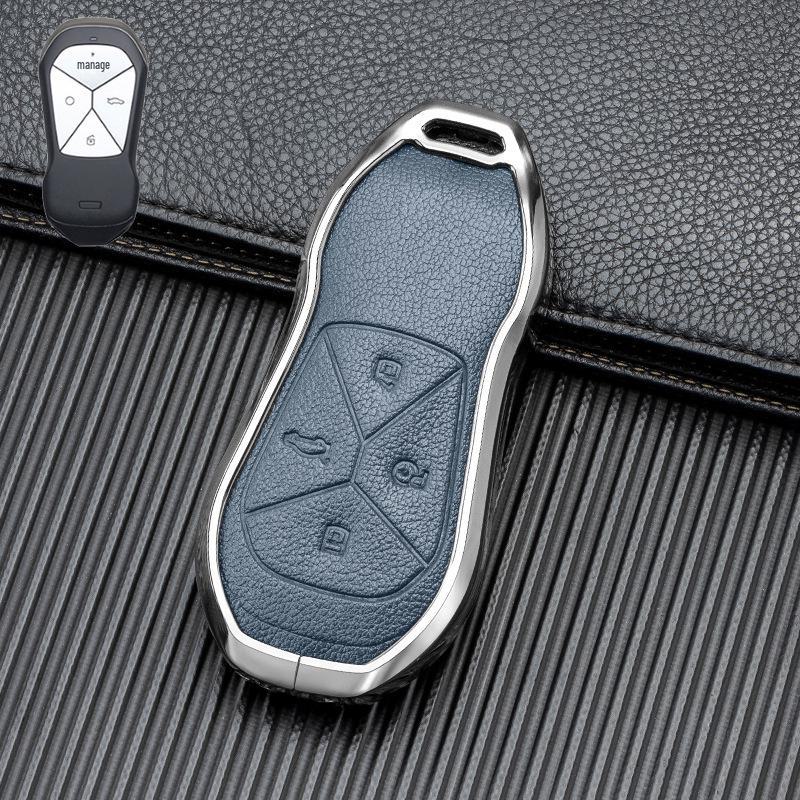 Husă de piele pentru cheie auto cu semnal bun pentru Xiaopeng P7 G9 G3 P5 - Metal acoperire completă, protecție față-verso