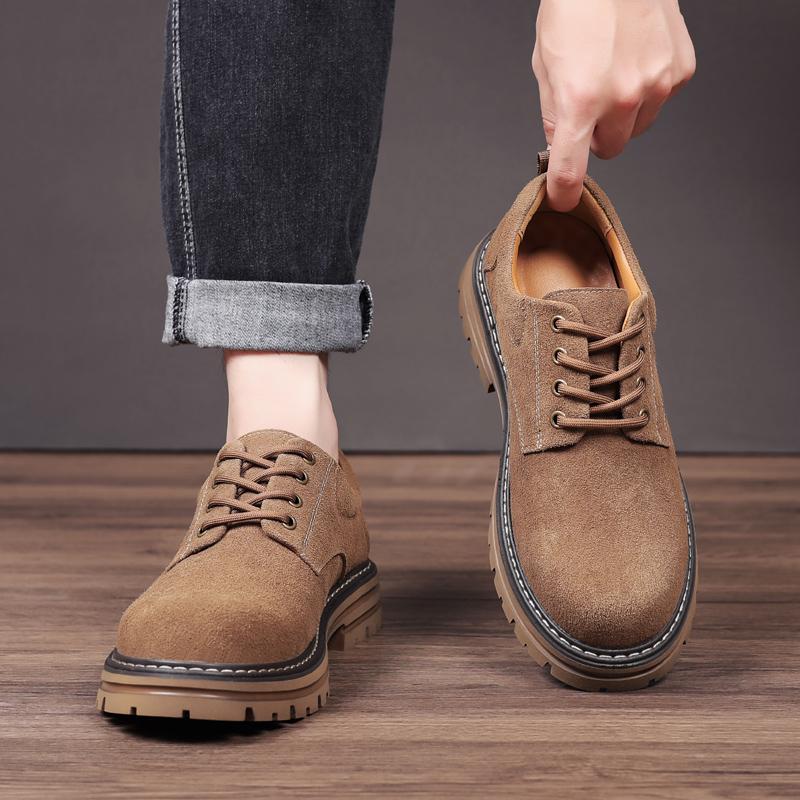 Casual men's thick soled leather shoes Fashionable minimalist design style Outdoor leisure walking office party youth shoes