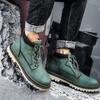 Men's Fleece-Lined Martin Boots, High-Top Leather Work Boots, Non-Slip, British Casual, Wear-Resistant, Large Sizes Available