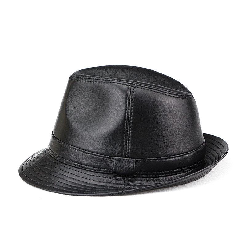 Herren-Original-Schafsleder-Jazzhut - Britischer Stil für Frühling/Herbst, Geeignet für Männer mittleren und höheren Alters