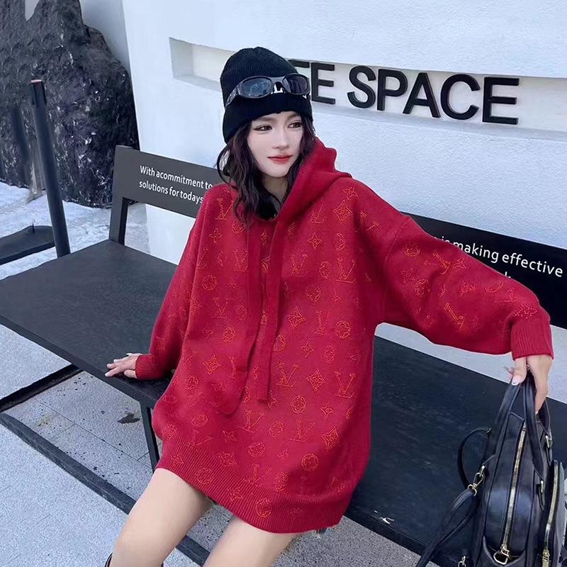 

European Heavy-Duty Hooded Sweatshirt for Women - 2024 Autumn Collection: Luxury, Loose Fit, Hot Drill Design One-Size