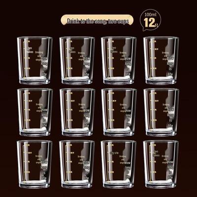 Verres à shot en verre soufflé à la main Shangqi - Pack de 12 avec échelle