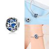 Original Blue Zircon Heart Pendant Couples Beads Fit Bracelet Charms Copper Women Jewelry Wedding Fine Gifts Diy