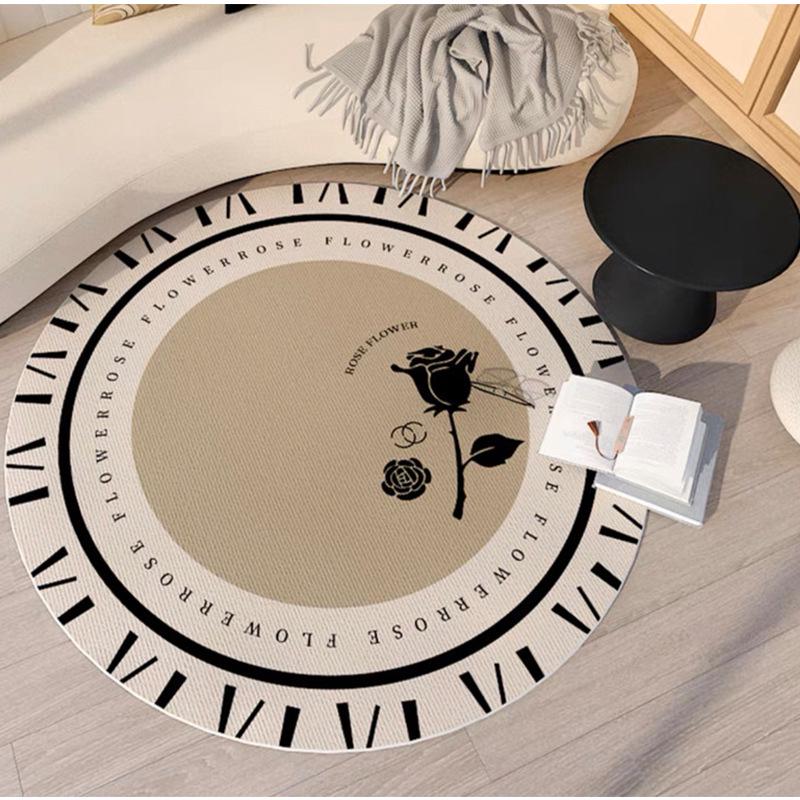 Fleckenresistenter runder Teppich in Französisch-Creme für Wohnzimmer, Schlafzimmer oder Schminktisch