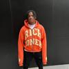 Womens Streetwear Hoodie Letter Patchwork Loose Fit Zip-Up Thick Long Sleeve Casual Urban Style