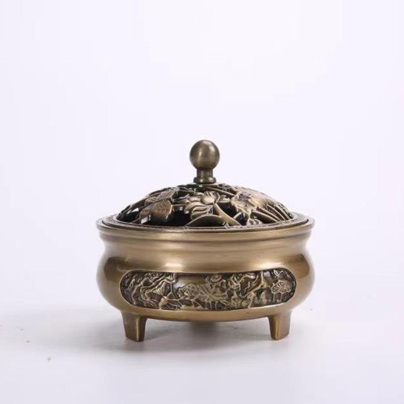 1pc Alloy Antique Three-legged Aromatherapy Stove DIY Household Indoor Pan Incense Wire Incense Burner Tea Ceremony Decoration