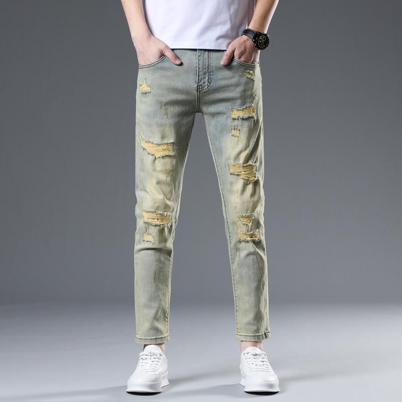 

New Summer Jeans Slim Nine-point Stretch Casual Long Pants for Men 38