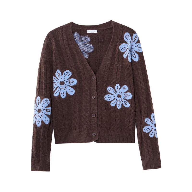 INMAN Women's Retro Color Block Jacquard Cardigan Sweater