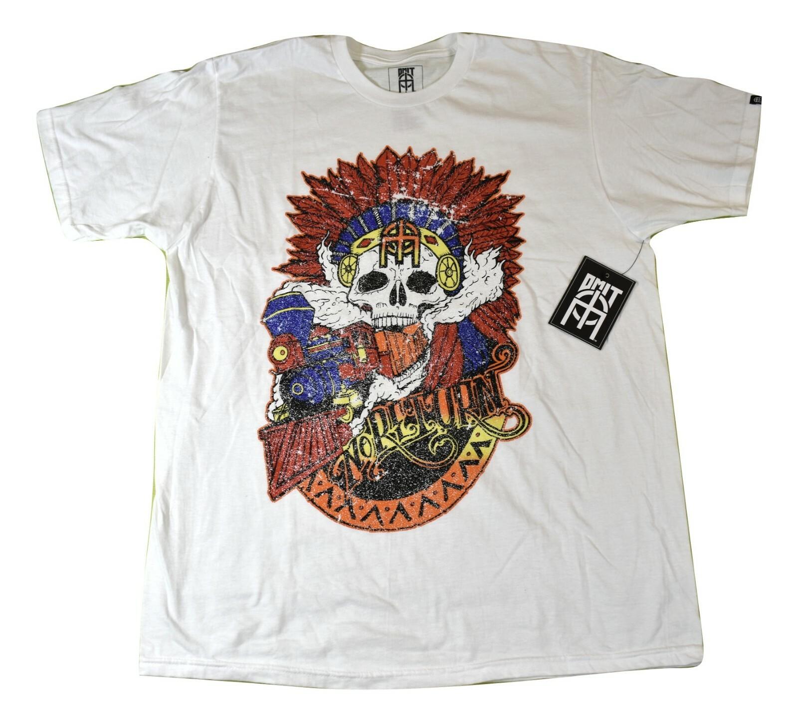 Omit Mens White Native Skull No Return Tee Shirt New L S