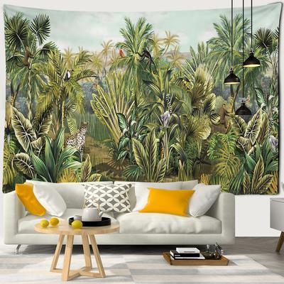 Tropical Rainforest Animal Wall Tapestry Natural Scenery Bohemian Hippie Art for Mattress Table Decor Home