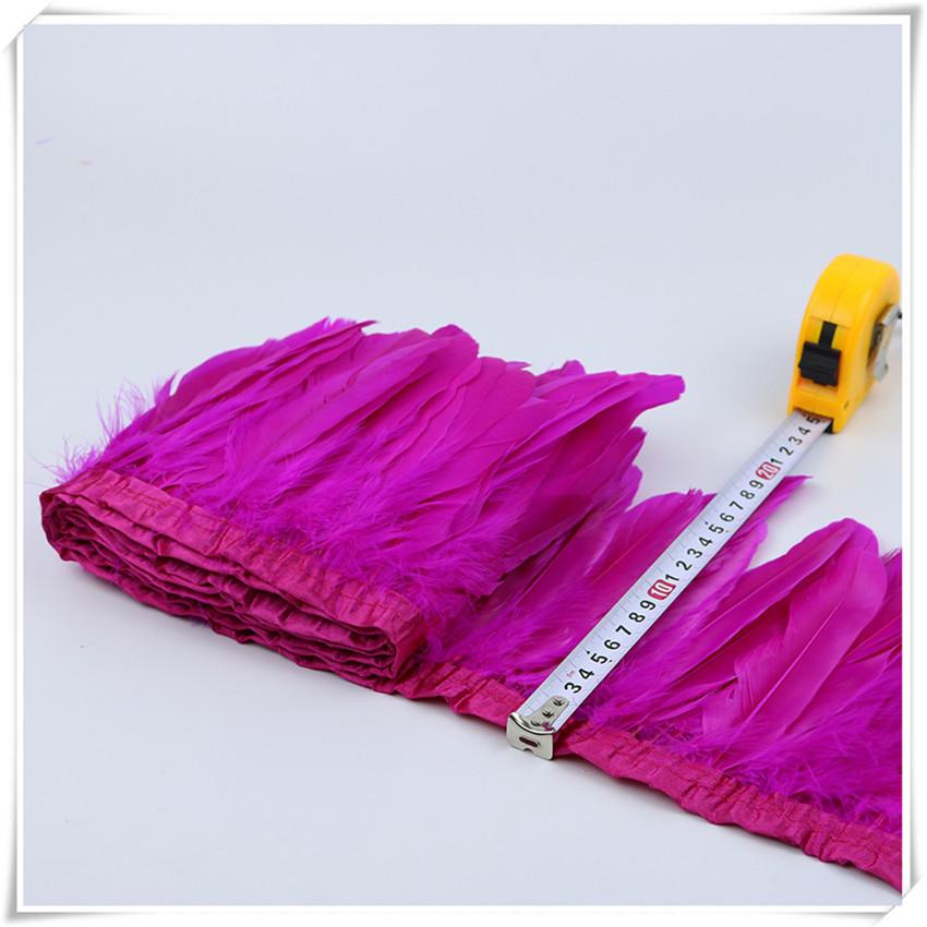 High Quality Multicolor Goose Feather Trims 2yards 6-8inches/15-20cm Fringed Feather Trim for Skirt/costumes Ribbon Feathers