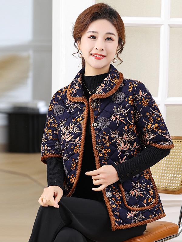 Mid-Aged Mother's Winter Half-Sleeve Velvet-Lined Padded Vest – Warm, Thickened Cotton Jacket for Grandma Style