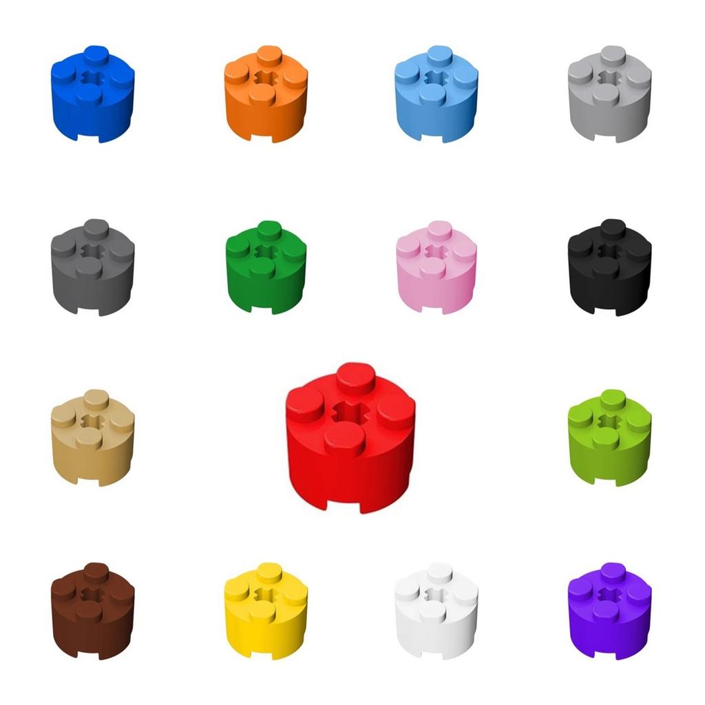 100PCS Building Blocks Bricks Thick Figures Block Cylinder Round 2 X 2 With Axle Hole Creative Size Compatible With 3941 6143