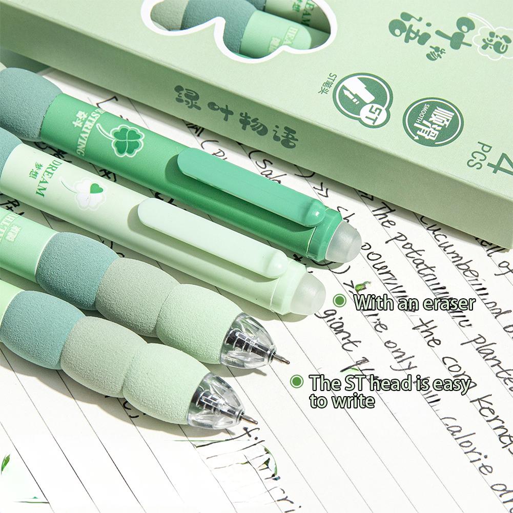 4Pcs/Box 0.5mm Black Ink Colorful Gel Pen Erasable Gel Pen ST Tip Quick Drying Students Stationery Office Accessories