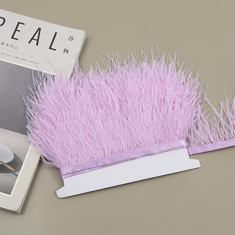 Color 8-10 Cm Ostrich Hair Cloth Edge Clothing Cuffs Hem Ostrich Feather Strips Cloth With Accessories Lace