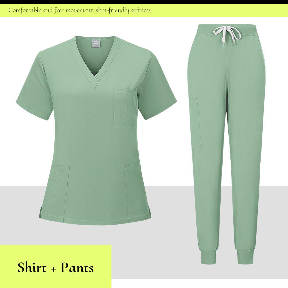 Ready-To-Ship: TEM Women's Scrub Set - 13 Colors, Four-Way Stretch, Short Sleeve, Long Pants