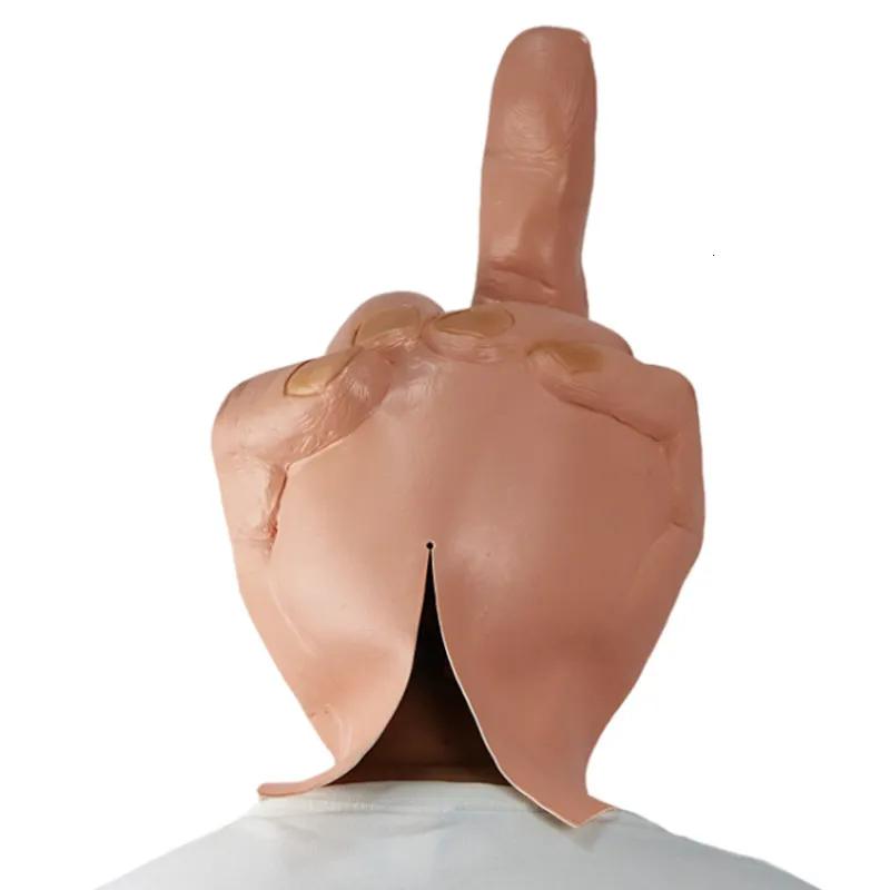 Partymasken Kreative Mittelfinger Verachtung Maske Latex Geben Sie der Kopfbedeckung einen Einhandgruß Maske Halloween Cosplay Requisite Geschenk F012