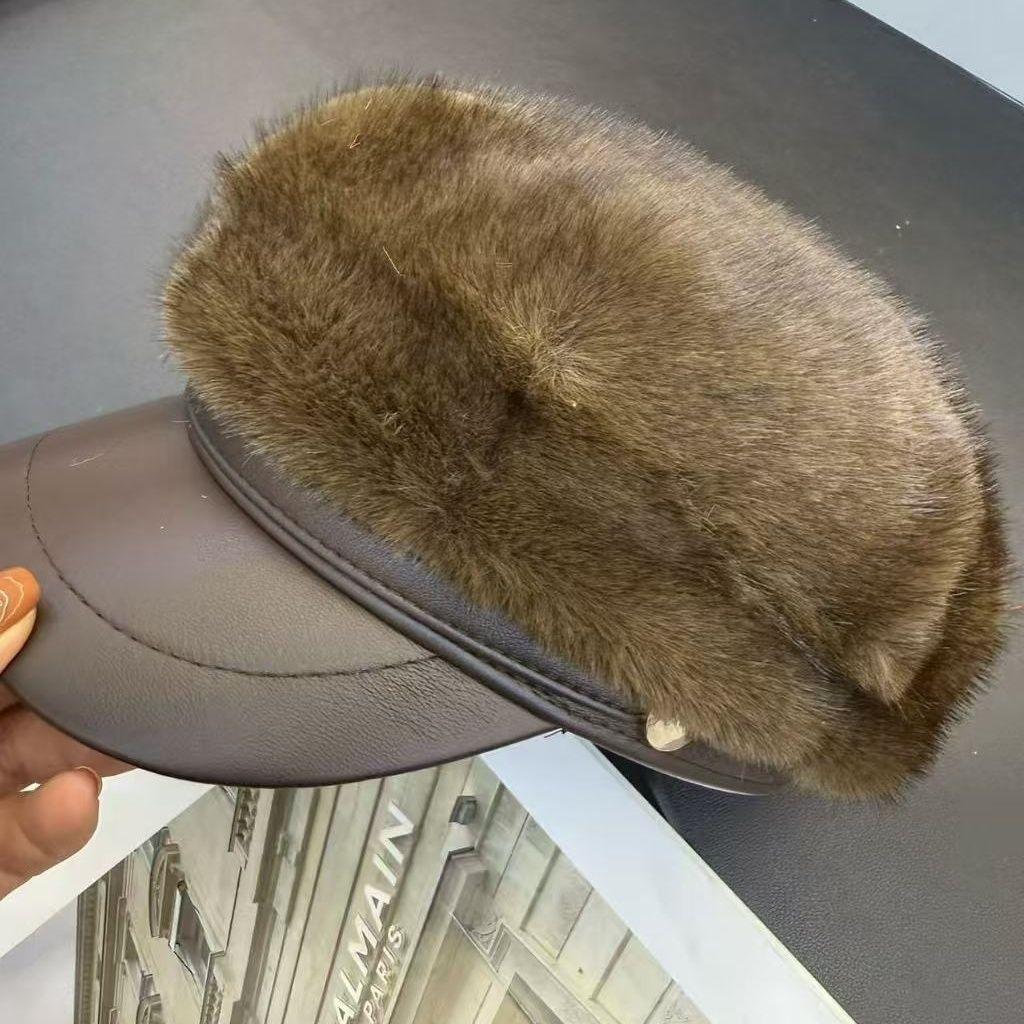 Autumn and Winter Rabbit Fur Cap New Warm Temperament Versatile Painter Beret