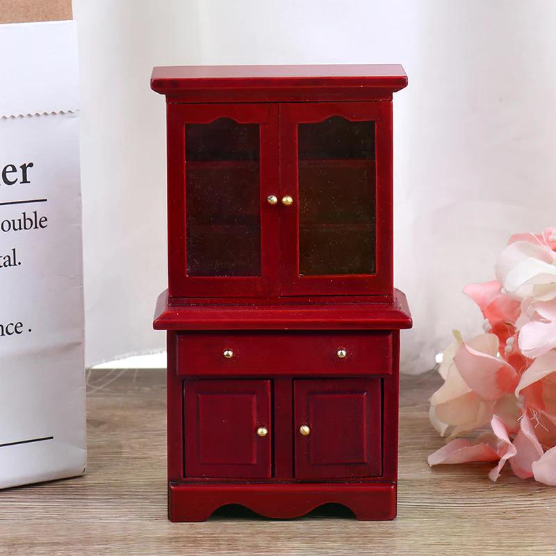 1/12 Dollhouse Miniature Furniture Multifunction Wood Cabinet Bookcase Model Toy For Kids Children Adults