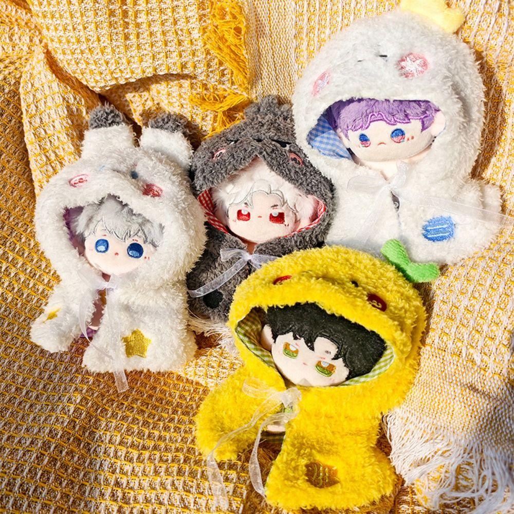 10CM Doll Clothes Cartoon Animal Dolls Accessories Doll Plush Hooded Shawl  Cotton Stuffed Dolls