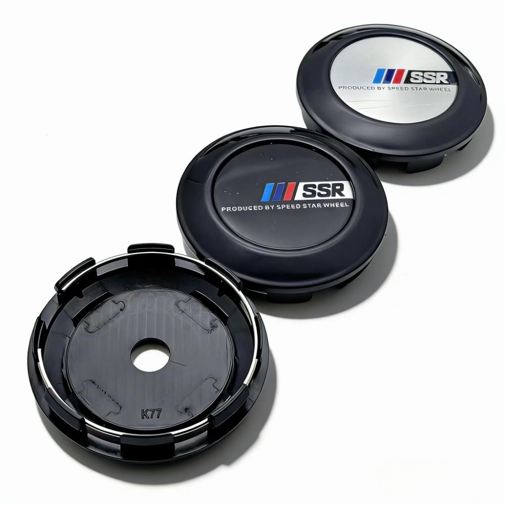 4pcs 77MM Clips 72MM SSR Logo Badge Emblem Car Wheel Center Caps Rim Hubcaps Cover Wheels Hub Dust Cap Replace Car Accessories