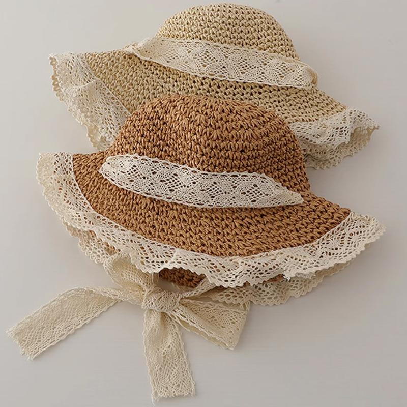 Summer Children'S Vacation Beach Hat Summer Lace Straw Hat Baby Parent-Child Spring And Autumn Sun Hat