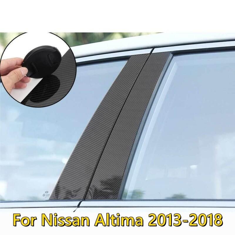 Carbon Fiber Pillar Posts Window Door Trim Cover Fit For Nissan Altima 2013-2018