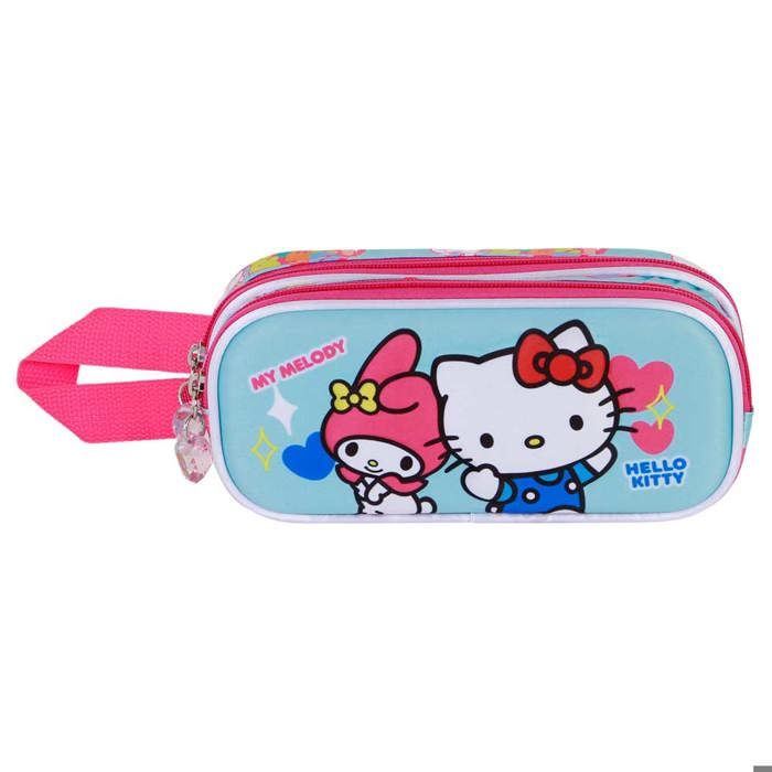 Trousse Double 3D - Hello Kitty Friendship - Bleu - Taille Unique