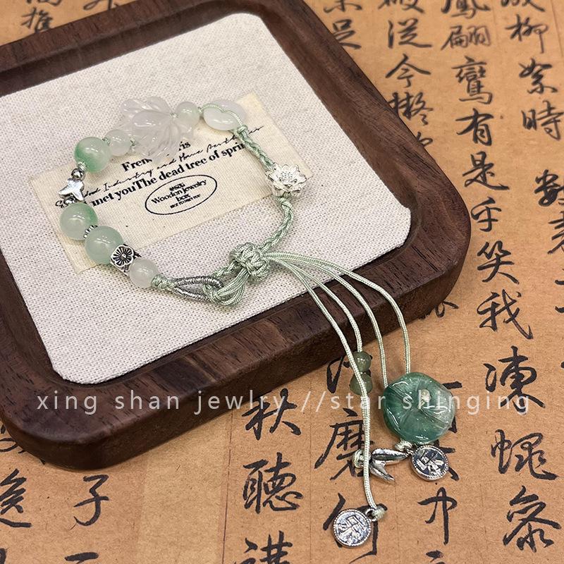 New Chinese Monet Garden Butterfly Gravel Bracelet Bow Handwoven Hand Rope Same Accessories