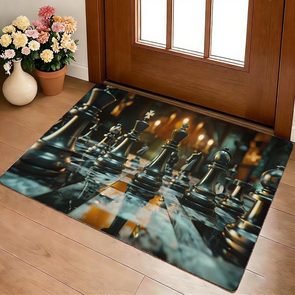 Chess Lovers Motivational Art Floor Mat Cozy Flannel Soft Thick Non-Slip Mat For Living Room Bedroom Kitchen Decor Rugs