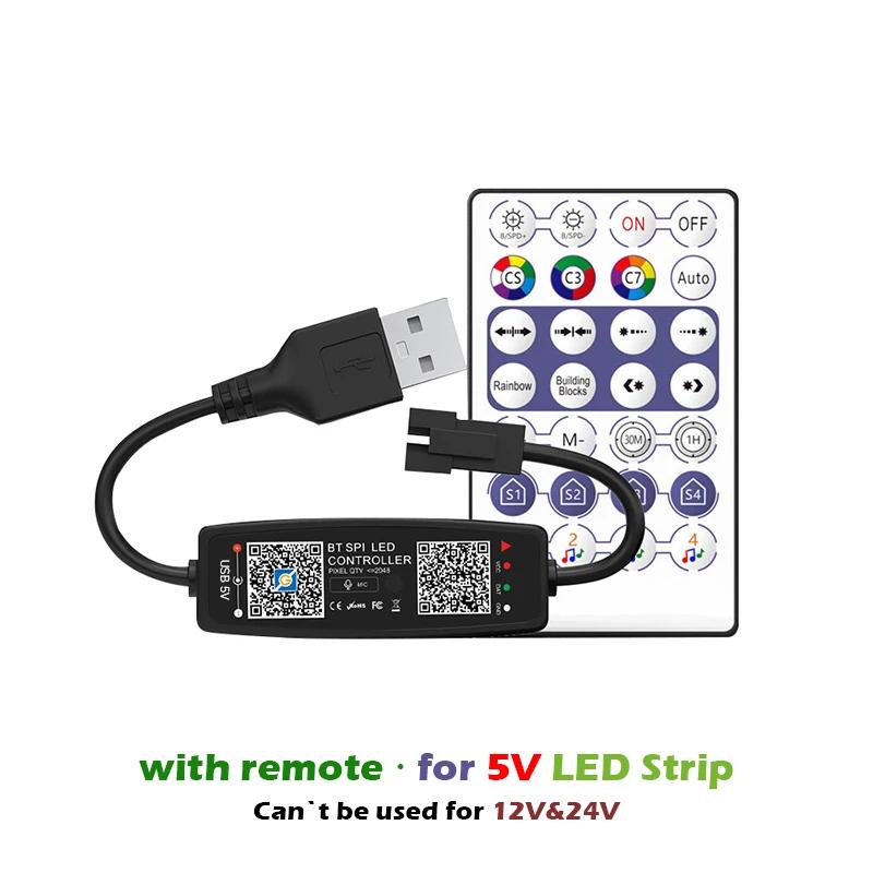 WS2812B Controller Bluetooth Music APP Control for Pixel LED Strip Light SK6812 WS2811 WS2812 Tape Lights USB 5V Remote Control