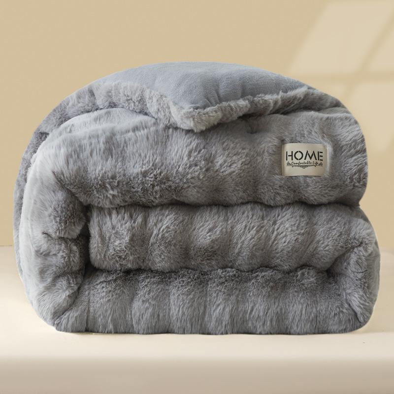 2025 Thickened Milk Velvet Winter Comforter - Warm Coral Fleece Quilt for Double Bed