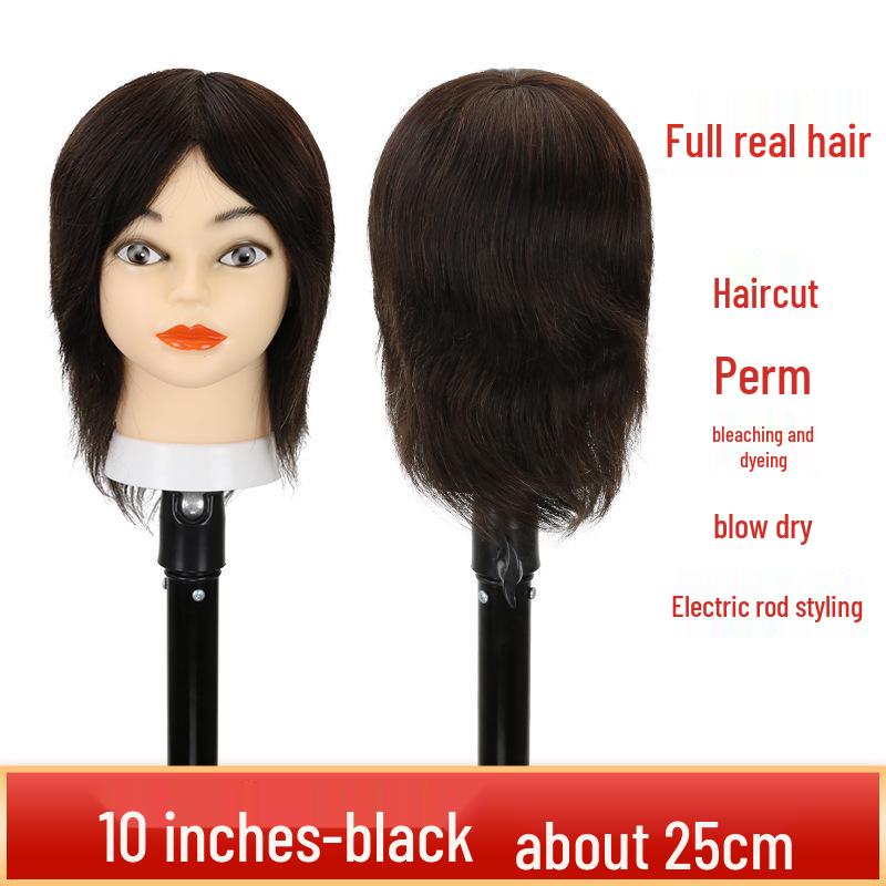 Real Hair Mannequin Head for Hairdressing: Perfect for Barber Apprentices, Perming, Dyeing, Cutting, Blowing, and Styling.