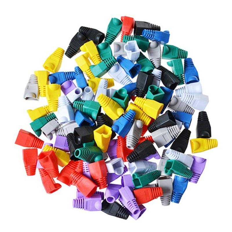 RJ-45 CAT6 CAT5e Adapter Cap Ethernet Network Cable Connector Plugs RJ45 Caps for Cat 5 CAT6 Protective Sleeve Multicolo